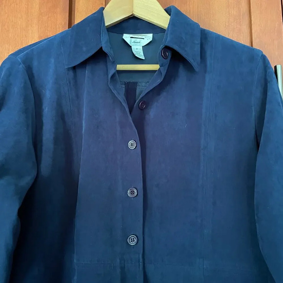 Talbots Shirt Jacket Button Up Microfiber Navy Blue Size P (XS Petite) - Picture 2 of 9